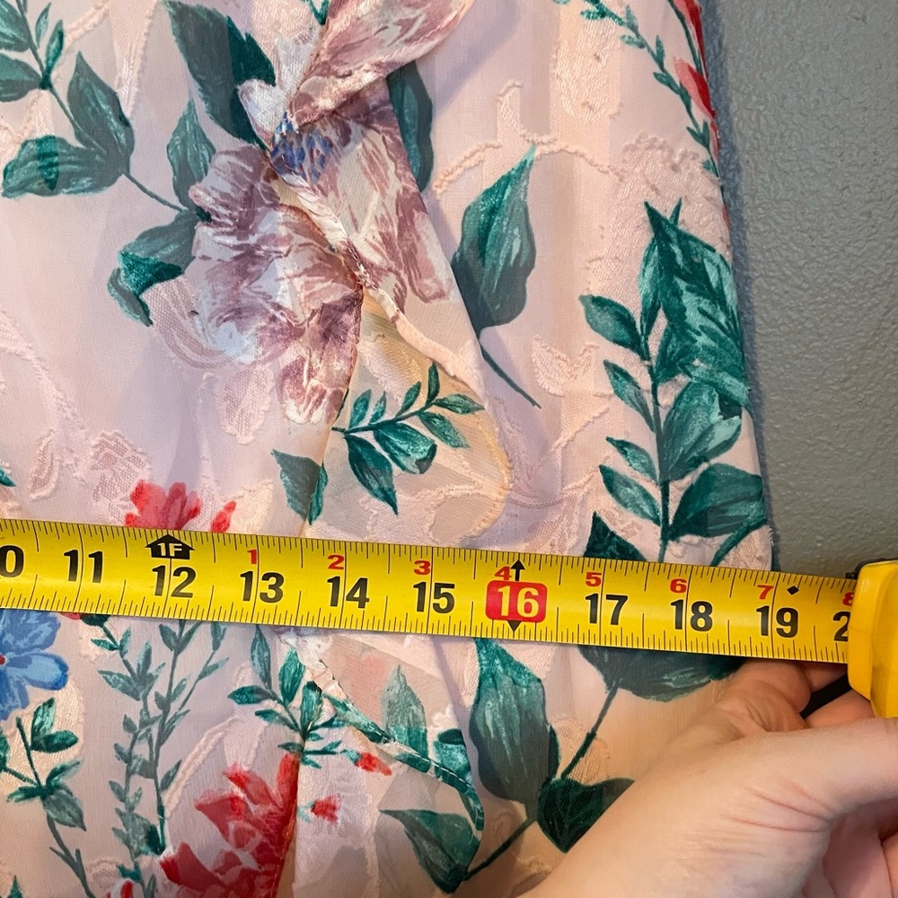 NWOT Kenzie Sz 0 Women’s Pink Floral Ruffle Midi Short Sleeve Dress Ret $149! - Picture 12 of 16